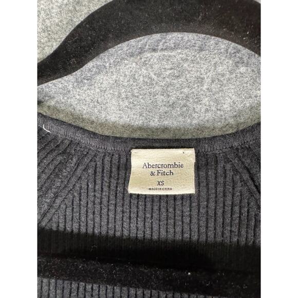 Abercrombie &‎ Fitch Dress Women XS Black Ribbed Side Cut Out Midi Stretch - Picture 2 of 7